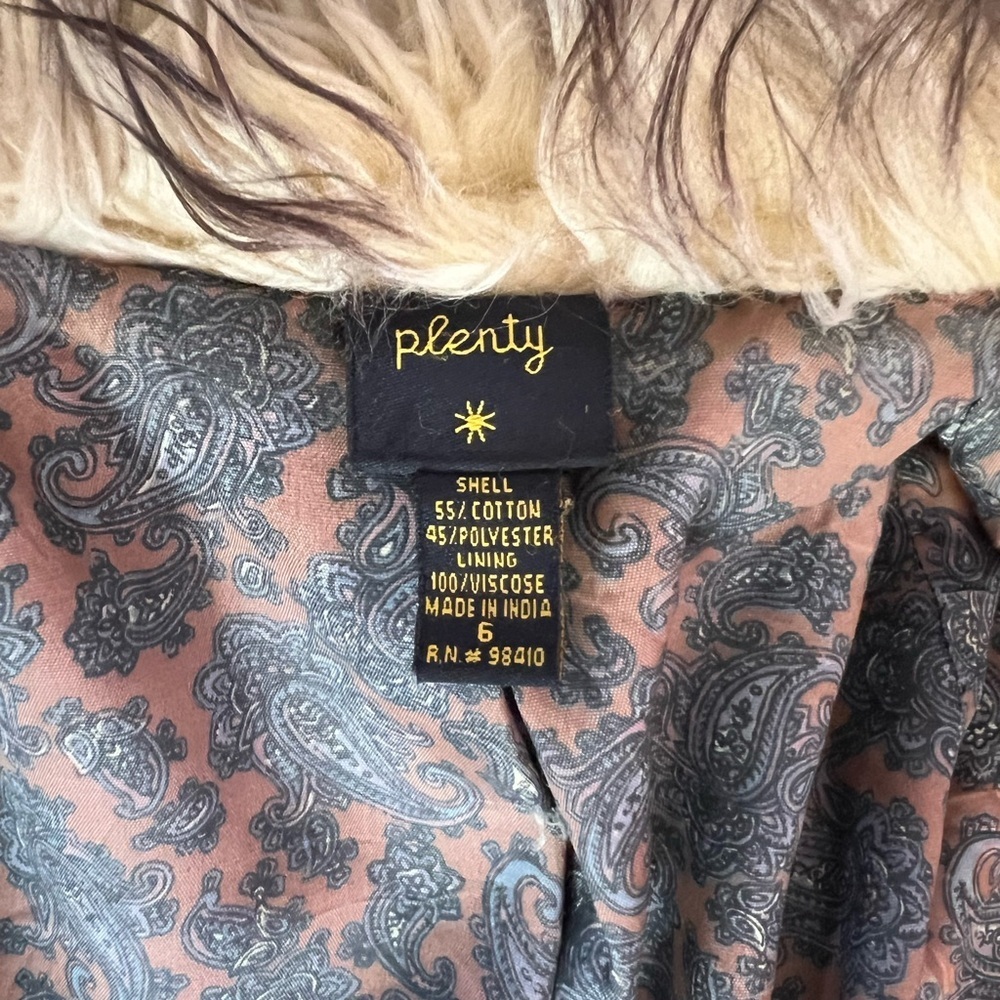 Vintage Plenty by Tracy Reese Brown Suede Faux Fur Afghan Coat w/ Toggle buttons - Picture 15 of 16